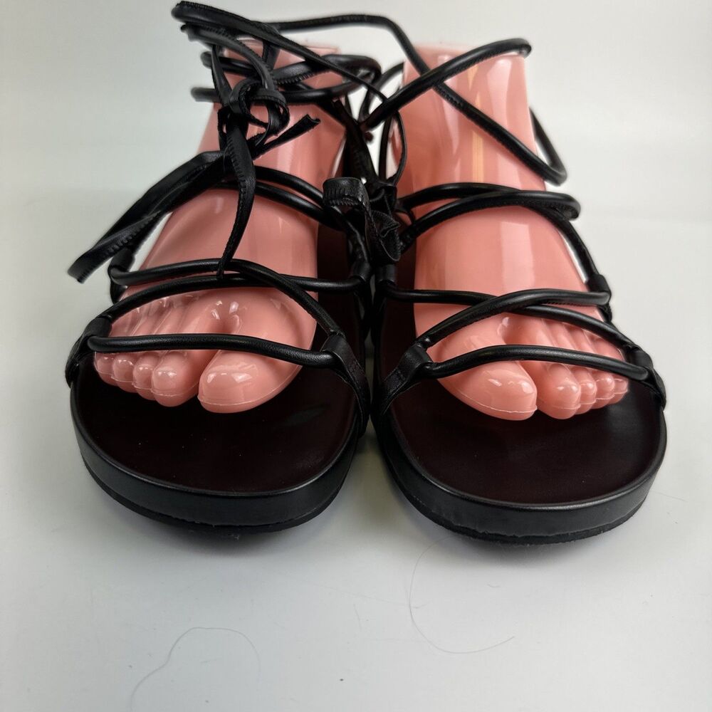 MICHAEL Michael Kors Vero Lace Up Gladiator Sandal Flat Black Leather Womens 9 - Picture 4 of 14